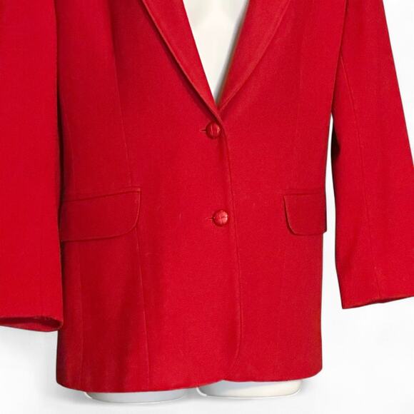 Vintage 80s Kensington Square Red Wool Blazer Sz 9/10 Oversized Boyfriend Career - Picture 4 of 10